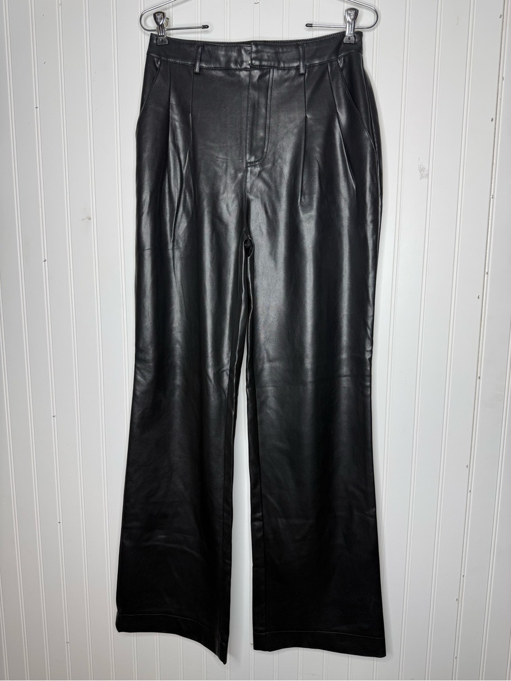 7 For All Mankind Vegan Leather High Waist Wide Leg Pants Size Small